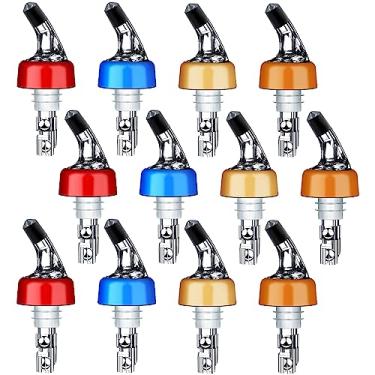 Imagem de Dosador de garrafa medido automático – dosador de dosador rápido de bebidas bebidas vinho coquetel ferramentas para bar doméstico – 30 ml (cor mista, pacote com 12)