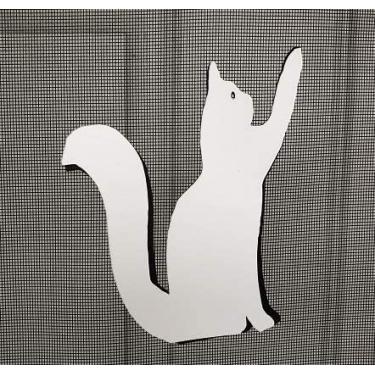 Imagem de DCentral Decoração de ímãs de tela flexíveis para gatos brincalhões; frente e verso. Segurança branca mais fácil de ver dia e noite. Decorativo. Ajuda a parar de entrar em telas, cobre pequenas lágrimas em telas tamanho 12 cm X 14,5 cm