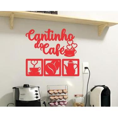 Imagem de Placa Cantinho do café kit com 4 peças Mdf Vermelho inteiro