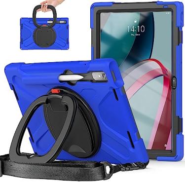 Imagem de QYiiD Capa para Lenovo Tab P11 Pro Gen 2 2022 11,2"/Lenovo Pad Pro 2022, capa protetora resistente à prova de choque com suporte giratório/suporte/alça de ombro, azul