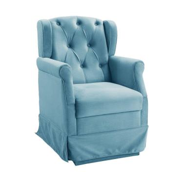 Imagem de Poltrona Cadeira de Amamentação Balanço Ternura Material Sintético Azul Star Confort