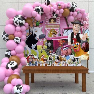 Imagem de Kit Decoração Festa de Aniversário Infantil Fazenda Do Zenon Rosa