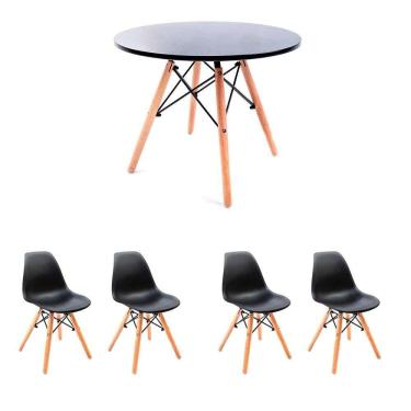 Imagem de conjunto de mesa infantil well com 4 cadeiras eames preto