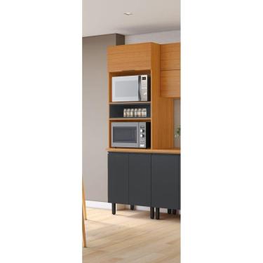 Imagem de Paneleiro Torre Quente 3 Portas 2 Nichos para Forno e Microondas Namur Cinamomo/Off White