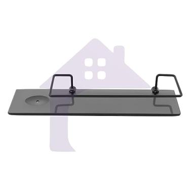 Imagem de Porta Shampoo Reto Com Saboneteira Em Vidro 40x10cm Preto