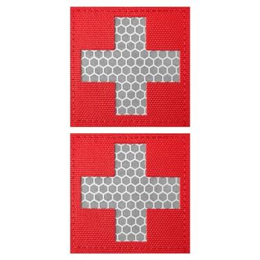 Imagem de ZESION 2 Patches Médicos Reflexivos, Cruz Vermelha Médica Gancho e Laço Emblema de Primeiros Socorros para Bolsa de Trauma IFAK, EMT, EMS, EDC Bag