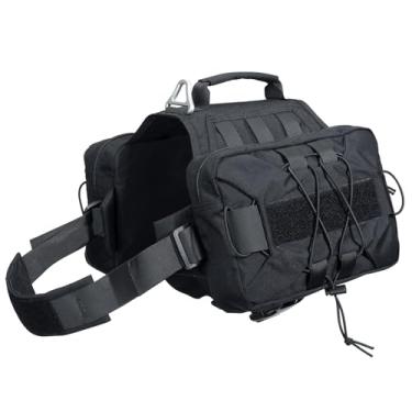 Imagem de EXCELLENT ELITE SPANKER Mochila de sela para cães, mochila para acampamento, caminhadas, cães médios e grandes, com 2 bolsos laterais espaçosos (M, preto)