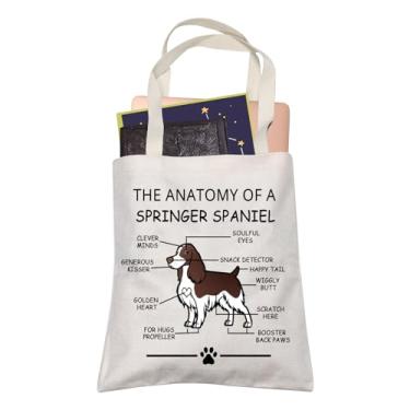 Imagem de LEVLO Presentes engraçados para amantes de cães Springer Spaniel The Anatomy of A Springer Spaniel Sacolas de compras para mães veterinárias, Springer Spaniel, Large