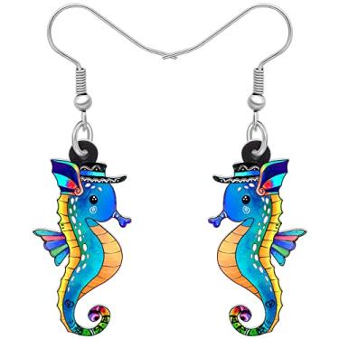 Imagem de DALANE Brincos de acrílico anime hipocampo cavalo marinho animais do oceano pingente joias para mulheres meninas crianças pingentes presentes, Medium, Acrílico, Sem pedra preciosa