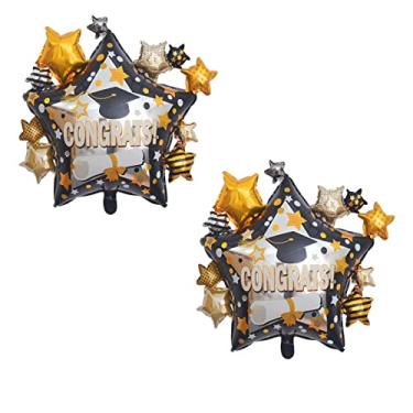 Imagem de AVMBC Graduation Balloons Cap Star Shaped Balloons, Graduation Mylar Foil Balloons for 2023 Graduation Party Decor Supplies(2 Pcs)