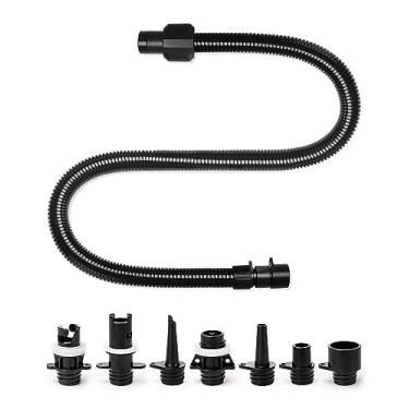 Imagem de OutdoorMaster Adaptador de bomba inflável para barco e kit de mangueira de ar, acessórios de bomba de ar Sup com 7 bicos de válvula de ar para prancha de stand up paddle inflável/barco/barraca/piscina
