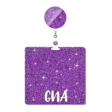 Imagem de ANDGING CNA Badge Buddy e Badge Reel Set Horizontal Roxo Badge Buddies Carretéis de Crachá Retrátil Acrílico Bling Presentes de Amamentação Cartão de Identificação Médica