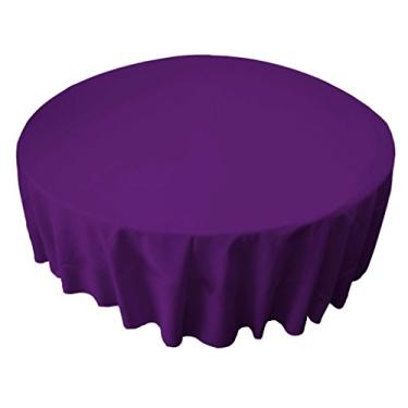 Imagem de LA Linen Toalha de mesa de popelina de poliéster de 182 cm, redonda, roxa