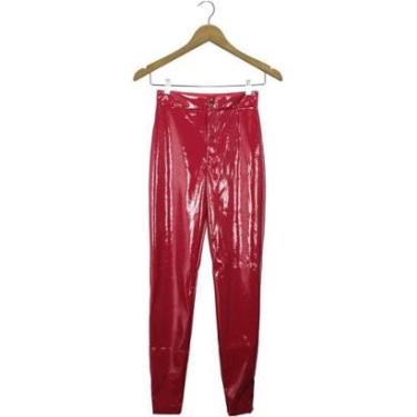 Imagem de Calça Colcci Vinil Vermelha Feminina-Feminino