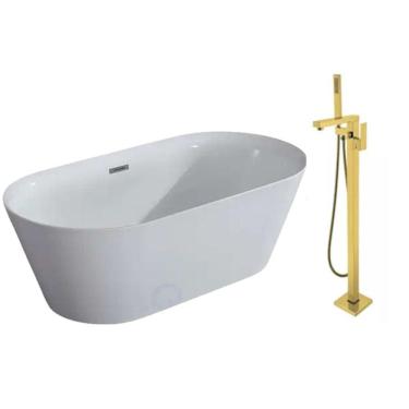 Imagem de Kit Banheira Freestanding Venezza 1.50m c/Misturador Dourado