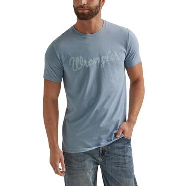 Imagem de Wrangler Camiseta masculina com logotipo de corda, Ashley Blue Heather, XXG