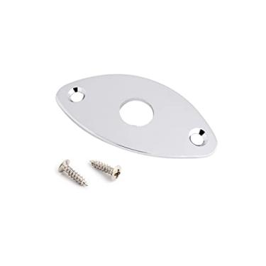 Imagem de Bogart Placa de tomada de guitarra curvada, oval, estilo futebol, compatível com guitarra ou baixo Les Paul Ibanez Jackson com parafusos de montagem cromados. (HJ 003-CR)