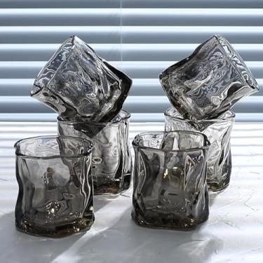 Imagem de XINCHANG Copo torcido simples e colorido café da manhã, xícara de leite, chá, copo, copo de vinho, copo de cerveja de vidro engrossado, copo de água (pacote cinza com 5)