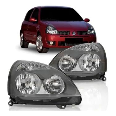 Imagem de Par Farol Clio 2003 2004 2005 2006 2007 2008 2009 2010 2011 2012 Máscara Cinza