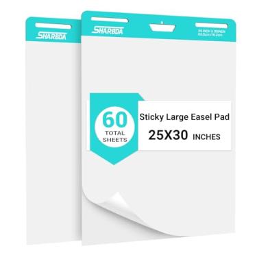 Imagem de SHARBDA Almofada de cavalete adesiva, 63,5 cm x 76,2 cm, papel de gráfico flip, papel de gráfico adesivo para professores, papel de cavalete autoadesivo grande, super adesivo e resistente a sangros,