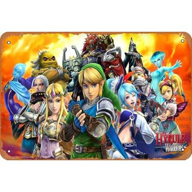 Imagem de Link, Zelda, Ganondorf, Midna, Fi, Impa, Ruto, Zant, Darunia, Ghirahim, Sheik, Hyrule Warriors, Lana, Agitha Game Vintage Metal Tin Sinais para Cafés, Bares, Pubs, Loja, Parede Decorativa Engraçada