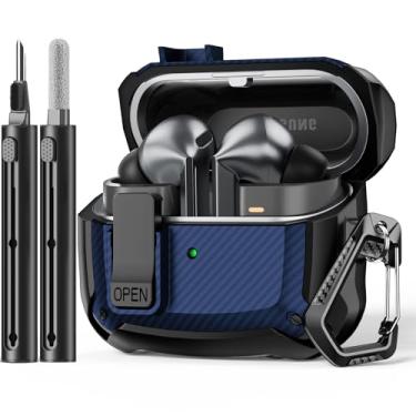 Imagem de Polislime Capa Rígida à Prova de Choque para Samsung Galaxy Buds 3 e 3 Pro, com Trava de Segurança e Kit de Limpeza - Azul