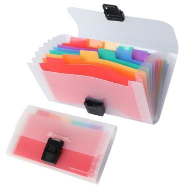 Imagem de Organizador de arquivos sanfonado com 13 bolsos – carteira de plástico para cartões, cupons, recibos, itens fiscais, mini pastas expansíveis, pasta portátil A6 (branca)