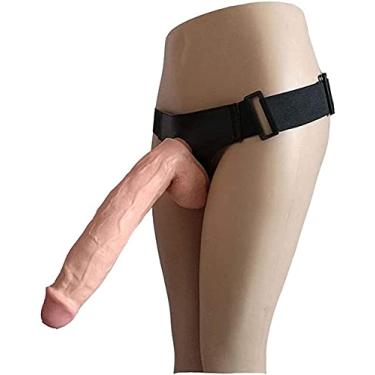 Imagem de Strap-On Vibrador com Arnês Cuecas Vibrador Extra Grande para Seu Plugue Brinquedos Sexuais Ajustáveis ​​para Mulheres Enorme Vibrador Flexível(Flesh)