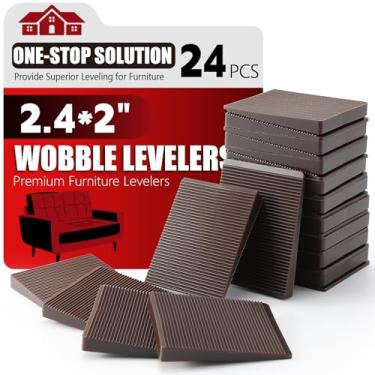 Imagem de Kit de nivelador de móveis, 24 peças, variedade de tamanhos | Calço de borracha multiuso para nivelar pés estáveis | Almofada antioscilação para mesa irregular, perna de cômoda, vaso sanitário e mais