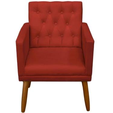 Imagem de Poltrona para Sala de estar Resistente Decorativa confortável tecido veludo confortável pés de madeira reforçado MOBLAN decor (VERMELHO)