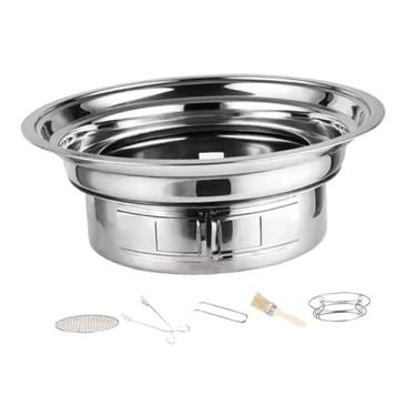 Imagem de Generic Churrasqueira redonda para carne, grelha para bife, grelha portátil, grelha para área externa, churrasqueira para jardim, reunião de amigos, área, Style B