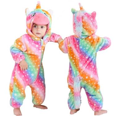 Imagem de MICHLEY Macacão unissex com capuz para bebês meninos e meninas, cosplay de animais de inverno, céu estrelado, 2 a 5 meses, tamanho 70, céu estrelado, 2 a 5 meses