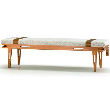 Imagem de Banco Los Recamier Ozki 151 cm Madeira Eucalipto Cedro Tecido Cinza
