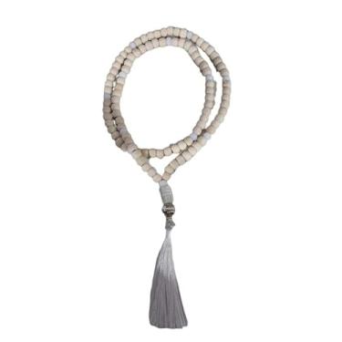 Imagem de Meta Atacado, Japamala dos Orixás de Madeira 108 Contas 8 mm-Escolha a Cor Cor:Oxalá Pompom Branco