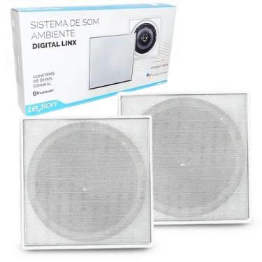 Imagem de Kit Arandela de Som Ambiente Quadrada Branca Ativa e Passiva 70W RMS L