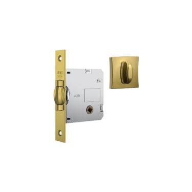 Imagem de Fechadura rolete banheiro wc pivotante stam 1025 quadrada dourada gold