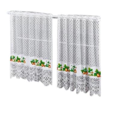Imagem de Cortina Pia Vitro Renda Cozinha Morango 1,60X0,80 Alt - Interlar