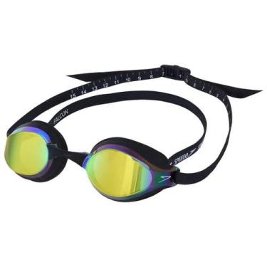 Imagem de Óculos De Natação Adulto Mirror Falcon Speedo, Preto, Dourado