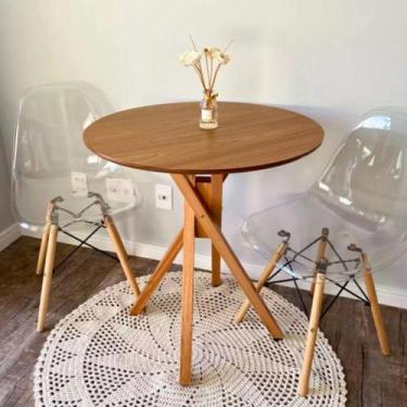 Imagem de Mesa de Jantar de Madeira Redonda June de 90cm na cor Freijó - Pizarro