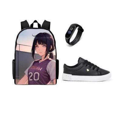 Imagem de Mochila Escolar Feminina estampada Mais tenis E Relogio Infantil  - Ka