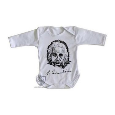 Imagem de body nenê criança roupa bebê manga longa Albert Einstein rosto - Empór