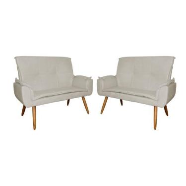 Imagem de Kit 02 Poltronas Namoradeiras Emília Suede Cores - DS Estofados, Bege