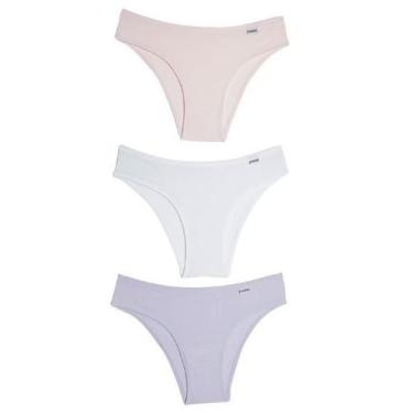 Imagem de Kit 3 Calcinhas Biquíni DelRio - Ref. 51806, Mousse, Branco, Preto, P