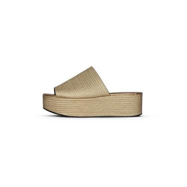 Imagem de Tamanco Flatform Palha Metalizado Dourado - Jessica Leal Shoes, Dourad