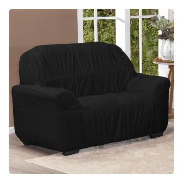 Imagem de Capa De Sofá Avulsa Elasticada 2 Lugares Em Malha Preto - Shop Casa No