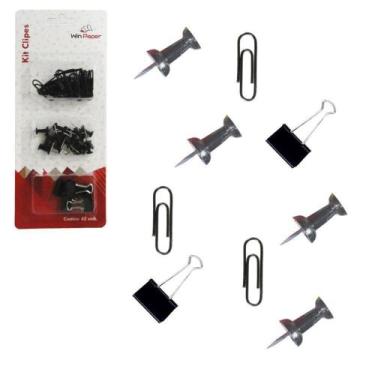 Imagem de Kit Escritorio Clips / Tachinhas / Binders Com 42 Pecas Na C - Oem