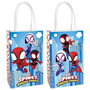 Imagem de amscan Spidey & Friends Paper Party Kraft Bags - 8.25" x 5.25" x 3" | Sky Blue | Pack of 8