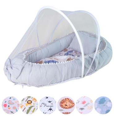Imagem de Ninho Redutor de Berço com Mosquiteiro Tela Protetora Bebê Menina Meni