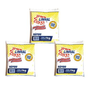 Imagem de Gesso Rapido Artesanato e Reparos Linhal 1kg kit 5 unidades