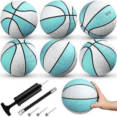 Imagem de Pacote com 6 bolas de basquetebol para piscina, basquetebol, azul, para piscina, basquetebol, cestas de basquetebol para piscina e lago, à prova d'água, para lembrancinhas de festa na piscina (azul água, 20 cm)
